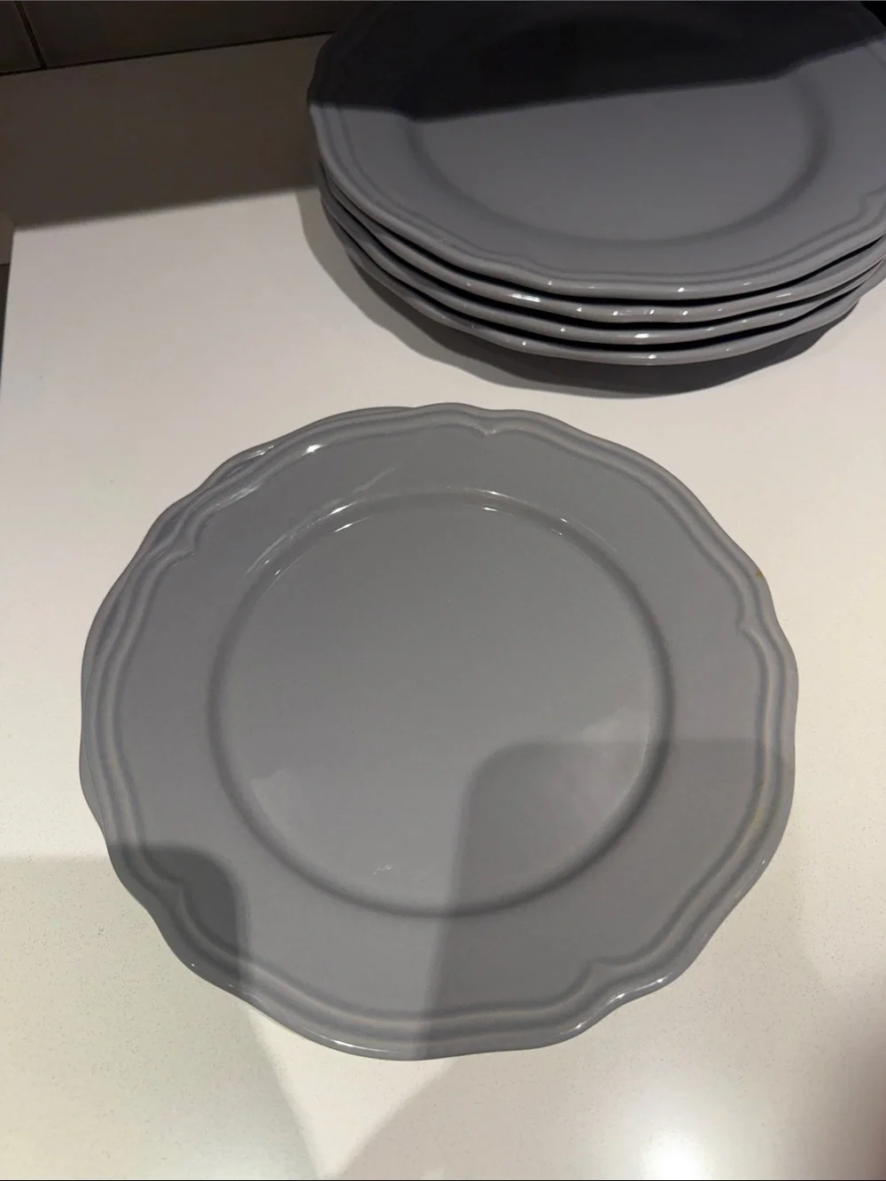 IKEA Light Gray Scalloped Edge Dinner Plates